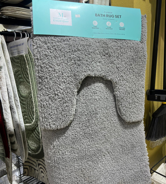 Two Piece Grey Fluffy Bath Mat